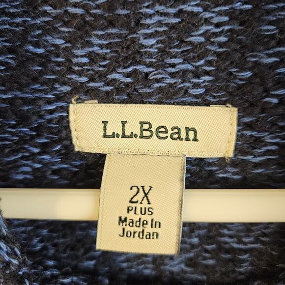LL Bean Sweater Womens 2X Blue Ragg Funnelneck Roll Neck Ribbed Grandma - Picture 4 of 6
